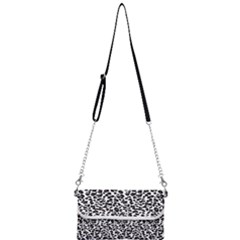 Leopard Spots, White, Brown Black, Animal Fur Print Mini Crossbody Handbag by Casemiro