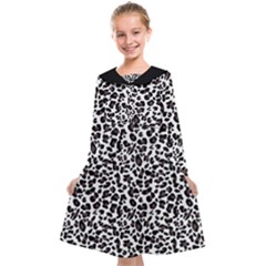 Leopard spots, white, brown black, animal fur print Kids  Midi Sailor Dress