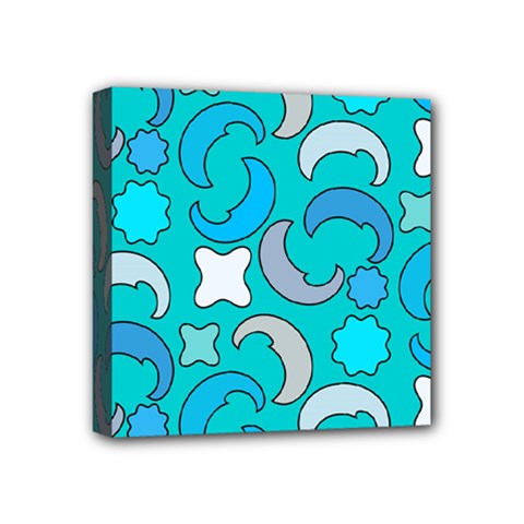 Cloudy Blue Moon Mini Canvas 4  X 4  (stretched) by tmsartbazaar