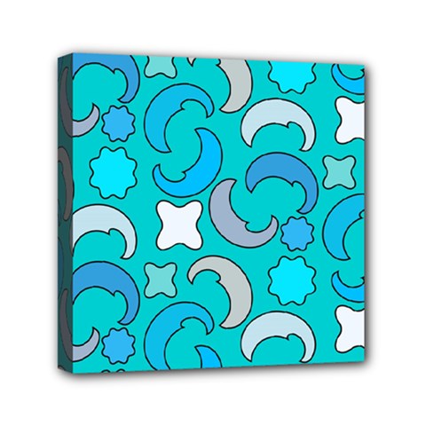Cloudy Blue Moon Mini Canvas 6  X 6  (stretched) by tmsartbazaar