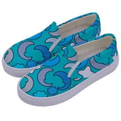 Cloudy Blue Moon Kids  Canvas Slip Ons by tmsartbazaar