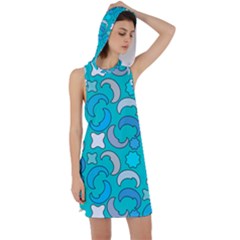 Cloudy Blue Moon Racer Back Hoodie Dress by tmsartbazaar