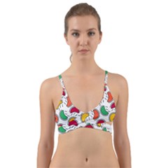 Geometric Fruity Wrap Around Bikini Top by tmsartbazaar