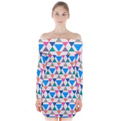 Multicolor Triangle Long Sleeve Off Shoulder Dress by tmsartbazaar