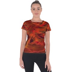 Fire Lion Flame Light Mystical Short Sleeve Sports Top  by HermanTelo