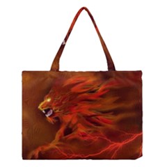 Fire Lion Flame Light Mystical Medium Tote Bag by HermanTelo