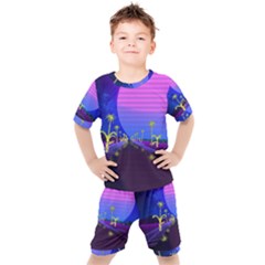 Blue Club Kids  Tee And Shorts Set by Mariart