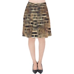 Textures Brown Wood Velvet High Waist Skirt