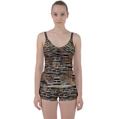 Textures Brown Wood Tie Front Two Piece Tankini
