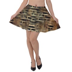 Textures Brown Wood Velvet Skater Skirt