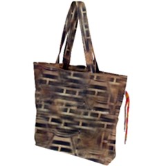 Textures Brown Wood Drawstring Tote Bag