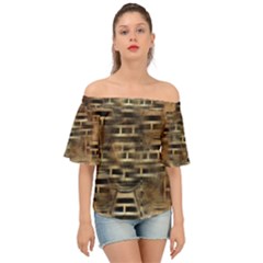 Textures Brown Wood Off Shoulder Short Sleeve Top