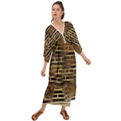 Textures Brown Wood Grecian Style  Maxi Dress