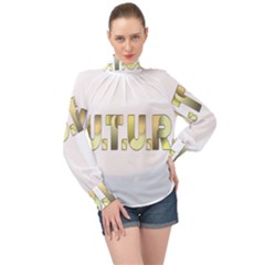 Future High Neck Long Sleeve Chiffon Top