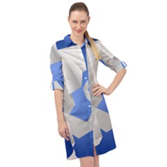 Origami Dragon Long Sleeve Mini Shirt Dress