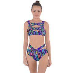 Abstract Line Bandaged Up Bikini Set 