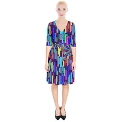 Abstract Line Wrap Up Cocktail Dress