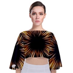 Color Gold Yellow Tie Back Butterfly Sleeve Chiffon Top by HermanTelo