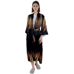 Color Gold Yellow Maxi Satin Kimono