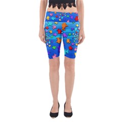 Fractal Art School Of Fishes Yoga Cropped Leggings by WolfepawFractals