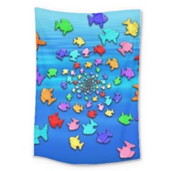 Fractal Art School Of Fishes Large Tapestry by WolfepawFractals