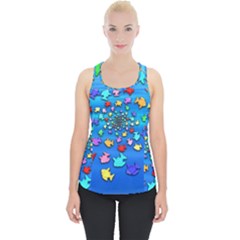 Fractal Art School Of Fishes Piece Up Tank Top by WolfepawFractals