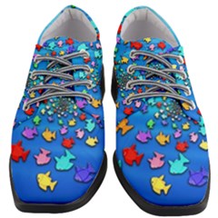 Fractal Art School Of Fishes Women Heeled Oxford Shoes by WolfepawFractals