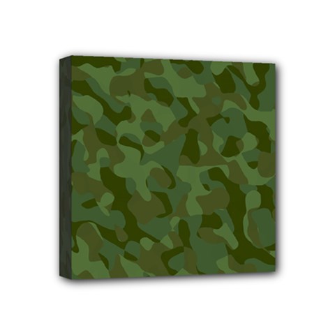 Green Army Camouflage Pattern Mini Canvas 4  X 4  (stretched) by SpinnyChairDesigns