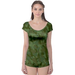 Green Army Camouflage Pattern Boyleg Leotard  by SpinnyChairDesigns