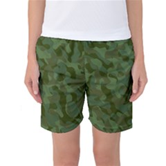 Green Army Camouflage Pattern Women s Basketball Shorts by SpinnyChairDesigns