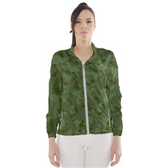 Green Army Camouflage Pattern Women s Windbreaker by SpinnyChairDesigns