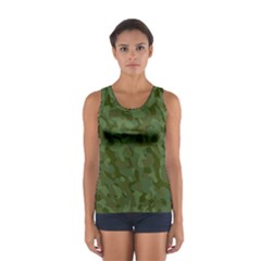 Green Army Camouflage Pattern Sport Tank Top  by SpinnyChairDesigns