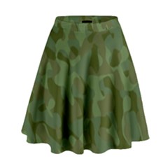 Green Army Camouflage Pattern High Waist Skirt by SpinnyChairDesigns