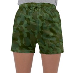 Green Army Camouflage Pattern Sleepwear Shorts by SpinnyChairDesigns