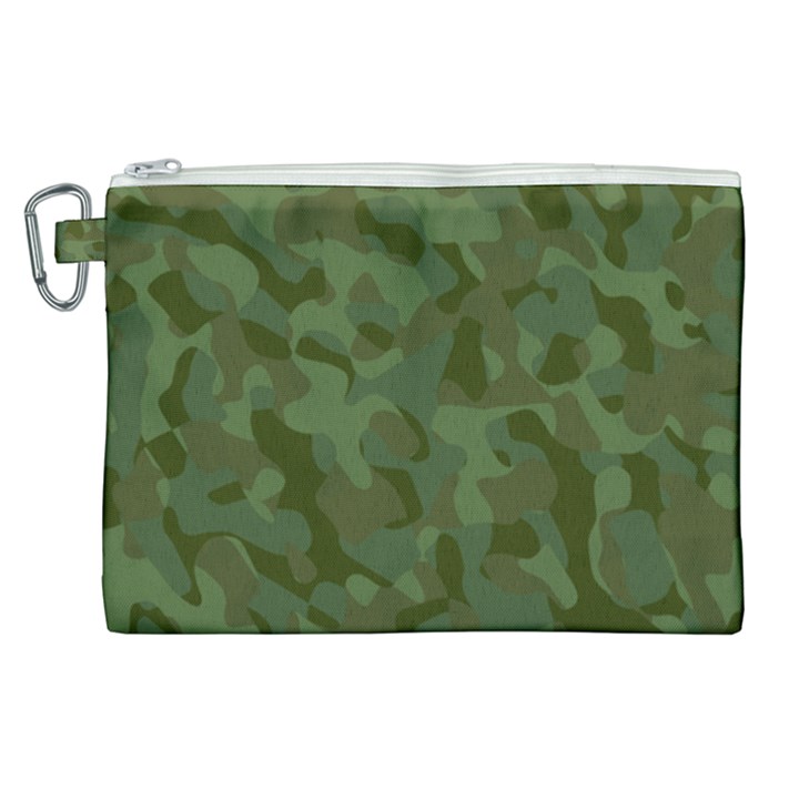 Green Army Camouflage Pattern Canvas Cosmetic Bag (XL)