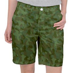 Green Army Camouflage Pattern Pocket Shorts