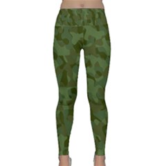Green Army Camouflage Pattern Lightweight Velour Classic Yoga Leggings by SpinnyChairDesigns