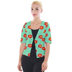 Flower Pattern Ornament Cropped Button Cardigan