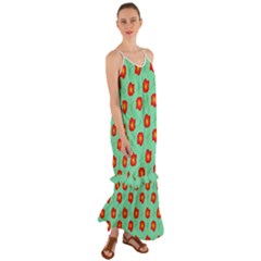 Flower Pattern Ornament Cami Maxi Ruffle Chiffon Dress by HermanTelo