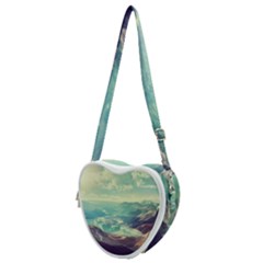 Landscape Mountains Lake River Heart Shoulder Bag by HermanTelo