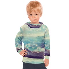 Landscape Mountains Lake River Kids  Hooded Pullover