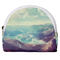 Landscape Mountains Lake River Horseshoe Style Canvas Pouch by HermanTelo