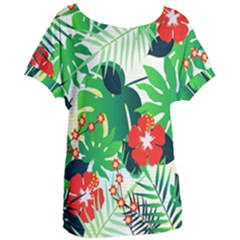 Tropical Leaf Flower Digital Women s Oversized Tee