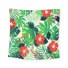 Tropical Leaf Flower Digital Square Tapestry (small)