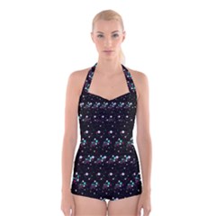 Galaxy Stars Boyleg Halter Swimsuit 