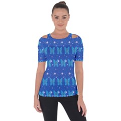 Glitter Butterfly Shoulder Cut Out Short Sleeve Top by Sparkle