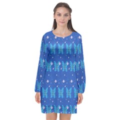 Glitter Butterfly Long Sleeve Chiffon Shift Dress  by Sparkle