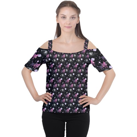 Galaxy Cats Cutout Shoulder Tee by Sparkle