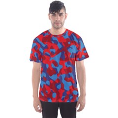 Red And Blue Camouflage Pattern Men s Sport Mesh Tee