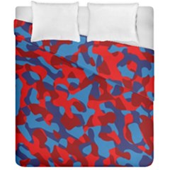 Red And Blue Camouflage Pattern Duvet Cover Double Side (california King Size)